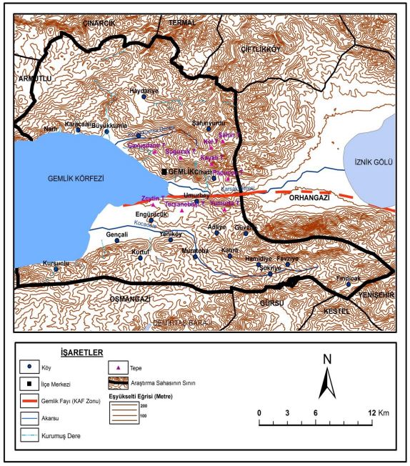 Gemlik Körfezinin güney sırtlarını oluşturan tepeler ise