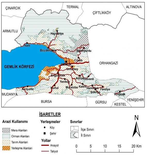 Harita 2.1. Gemlik İlçesi Arazi Kullanım Haritası