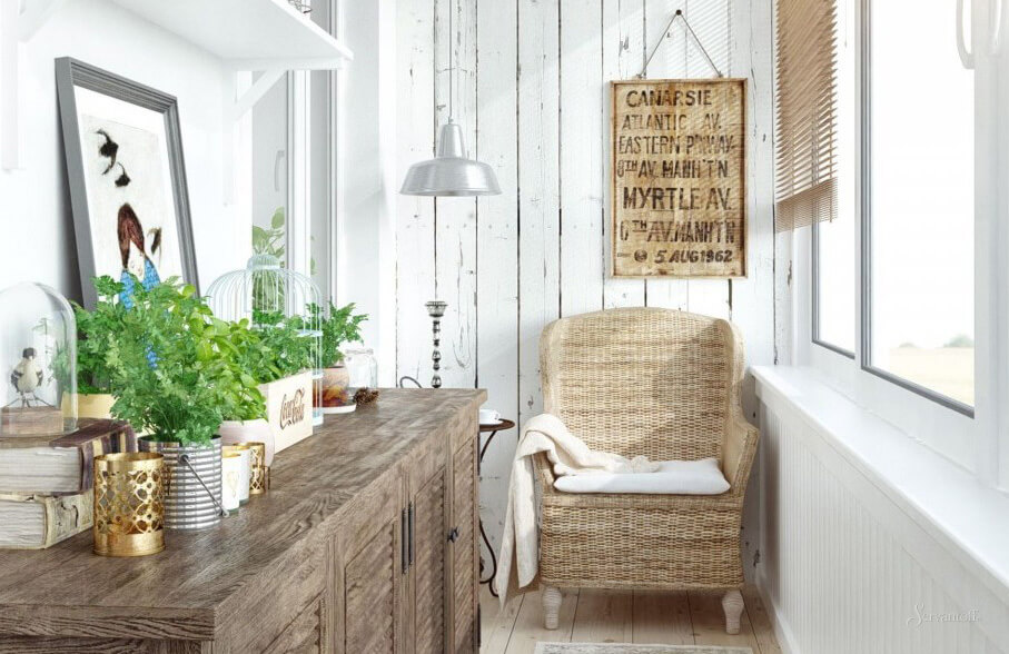 Balkon ve sundurma dekorasyonu, dekorasyonu ve balkonun içi